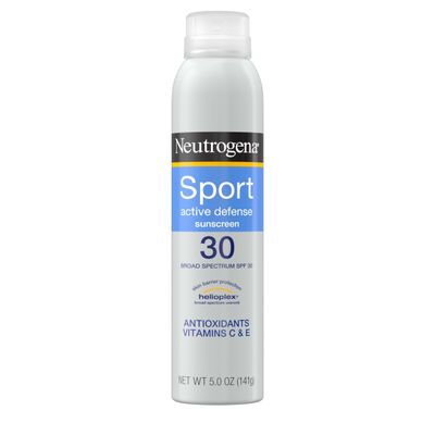 Neutrogena Sport Active Defense SPF 30 Sunscreen Spray, Sweat & Water Resistant Spray Sunscreen with Broad Spectrum UVA/UVB Sun Protection for Sunburn Prevention, Oxybenzone-Free, 5.0 oz