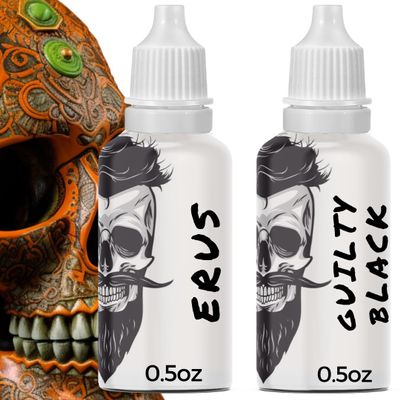 Anti-Aging Beard Oil for Men | Premium, Designer-Inspired Scents | 11 Natural Oils, Plant Retinol, Castor Oil for Growth | Masculine Luxury (Erus,Guilty Black) 2-0.5oz=1oz Sample Pack