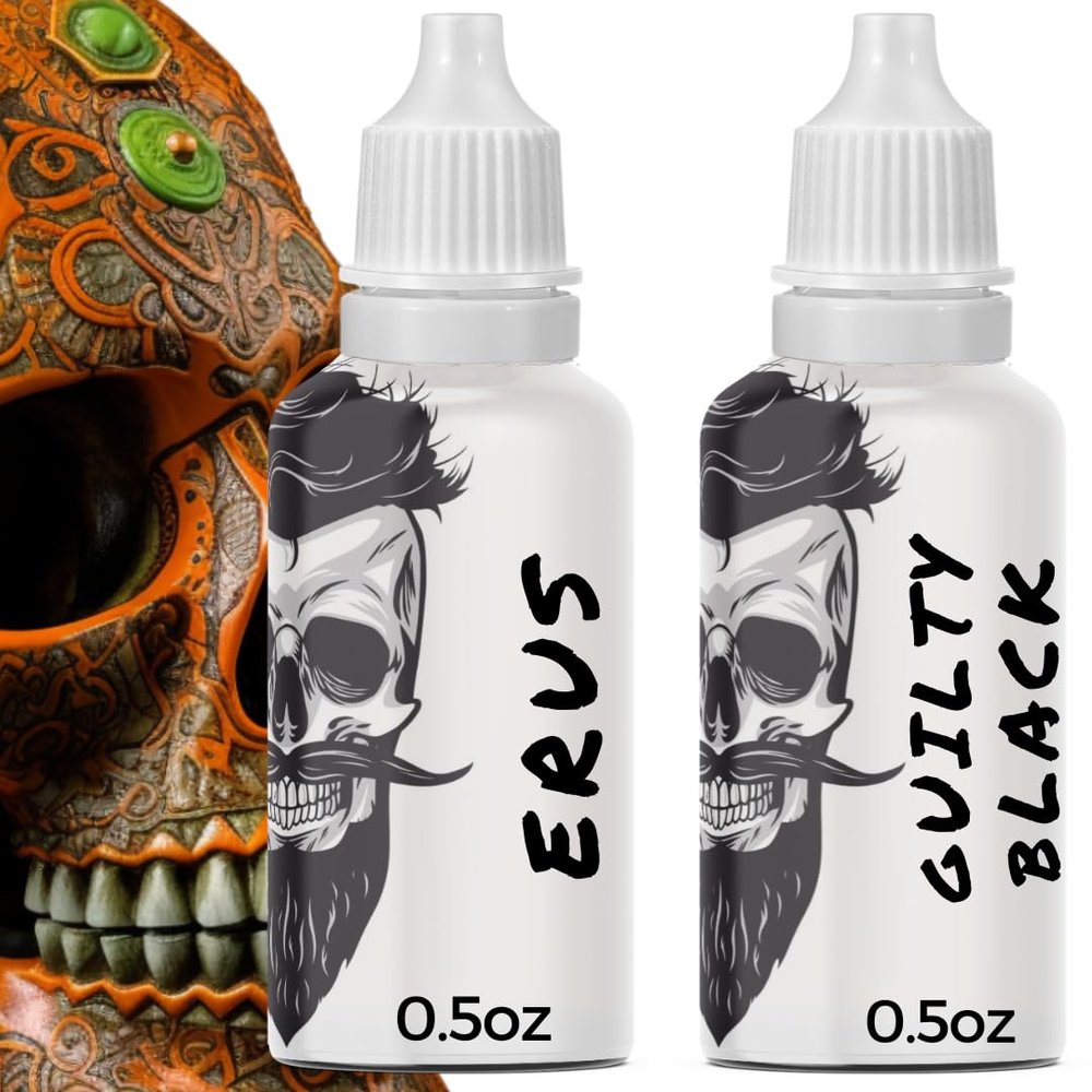 Anti-Aging Beard Oil for Men | Premium, Designer-Inspired Scents | 11 Natural Oils, Plant Retinol, Castor Oil for Growth | Masculine Luxury (Erus,Guilty Black) 2-0.5oz=1oz Sample Pack
