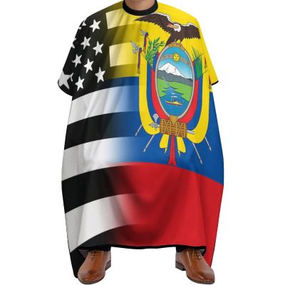 Black and White USA Ecuador Flag Adult Barber Apron Print Hair Cutting Cape Hair Stylist Gown Hairdresser Styling Capes