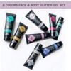 8PCS Face Glitter Gel, Holographic Body Glitter Gel for Hair, Body, Face, Lip, Eyeshadow, Glitter Face Paint, Chunky Glitter for Makeup, Sparkling Glitter Makeup for Concerts Music Festival Rave view 2