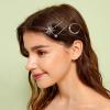 Beaupretty Stars and Moon Hair Clips Rhinestone Hair Pins Moon and Star Headband Side Clip Wedding Head Chain Accessoeies Headpiece for Women Girls view 2