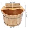 ZERNEIL Foot Baths Wood Tub, Solid Wood Foot Basin with Massager Roller and lid Wooden Pedicure Feet Soak to Relieve Feet Stress for Home Office Spa Pedicure Treatment view 2