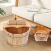 ZERNEIL Foot Baths Wood Tub, Solid Wood Foot Basin with Massager Roller and lid Wooden Pedicure Feet Soak to Relieve Feet Stress for Home Office Spa Pedicure Treatment view 3