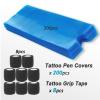 200pcs Large Tattoo Machine Pen Covers and 8pcs Grip Tape Wraps - Yugui Disposable Gun Bags Sleeves Self-Adhesive Grip Wraps Tattoo Kit Supplies view 2