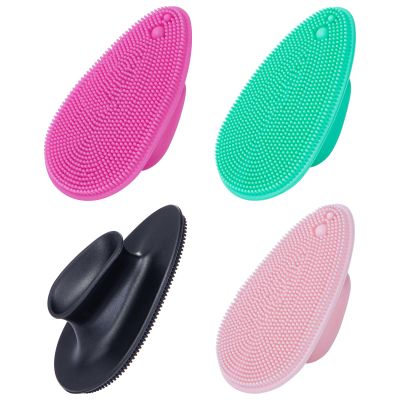 4 Colors Silicone Face Scrubber, Beomeen Facial Cleansing Brush Soft Silicone Facial Exfoliation and Massage Brush Blackhead Scrubber for Men and Women
