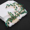 Teyglen Crystal Wedding Headpiece Flower Rhinestone Bridal Hair Comb Headband Hair Accessories for Bride Handmade Crystal Hair Piece Bridal Side Comb for Women Girls (Green) view 1
