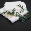 Teyglen Crystal Wedding Headpiece Flower Rhinestone Bridal Hair Comb Headband Hair Accessories for Bride Handmade Crystal Hair Piece Bridal Side Comb for Women Girls (Green) view 2