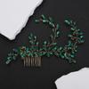 Teyglen Crystal Wedding Headpiece Flower Rhinestone Bridal Hair Comb Headband Hair Accessories for Bride Handmade Crystal Hair Piece Bridal Side Comb for Women Girls (Green) view 3