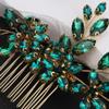 Teyglen Crystal Wedding Headpiece Flower Rhinestone Bridal Hair Comb Headband Hair Accessories for Bride Handmade Crystal Hair Piece Bridal Side Comb for Women Girls (Green) view 4
