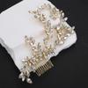 Teyglen Gold Crystal Wedding Headpiece Flower Rhinestone Bridal Hair Comb Headband Hair Accessories for Bride Handmade Crystal Hair Piece Bridal Side Comb for Women Girls (Gold) view 2