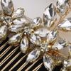 Teyglen Gold Crystal Wedding Headpiece Flower Rhinestone Bridal Hair Comb Headband Hair Accessories for Bride Handmade Crystal Hair Piece Bridal Side Comb for Women Girls (Gold) view 4