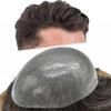 Mens Toupee Full Poly Hairpiece Hair Replacement System for Men Durable 0.12mm Thickness Skin PU Human Hair Wigs 8"X10"#1730 Dark Ash Blonde+30% Gray-120% Density view 1