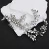 Teyglen Silver Crystal Wedding Headpiece Flower Rhinestone Bridal Hair Comb Headband Hair Accessories for Bride Handmade Crystal Hair Piece Bridal Side Comb for Women Girls (Silver) view 2