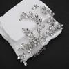 Teyglen Silver Crystal Wedding Headpiece Flower Rhinestone Bridal Hair Comb Headband Hair Accessories for Bride Handmade Crystal Hair Piece Bridal Side Comb for Women Girls (Silver) view 3