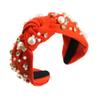 Wvapzxx White Red Full Pearl Crystals Rhinestone Hairband Fabric Wide-Brimmed Headband Luxury Baroque Wide Headband For Women view 3