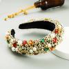 Wvapzxx Gold Color Luxury Crystal Hairband Rhinestone Retro Headbands French Elegant Hair Hoop Headband Padded Hairband Hair Accessories view 3