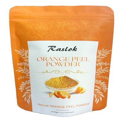 Raslok Pure Orange Peel Powder | Natural Orange Peel (Citrus Aurantium) Powder to be Used in Face Packs (3.52 Oz)