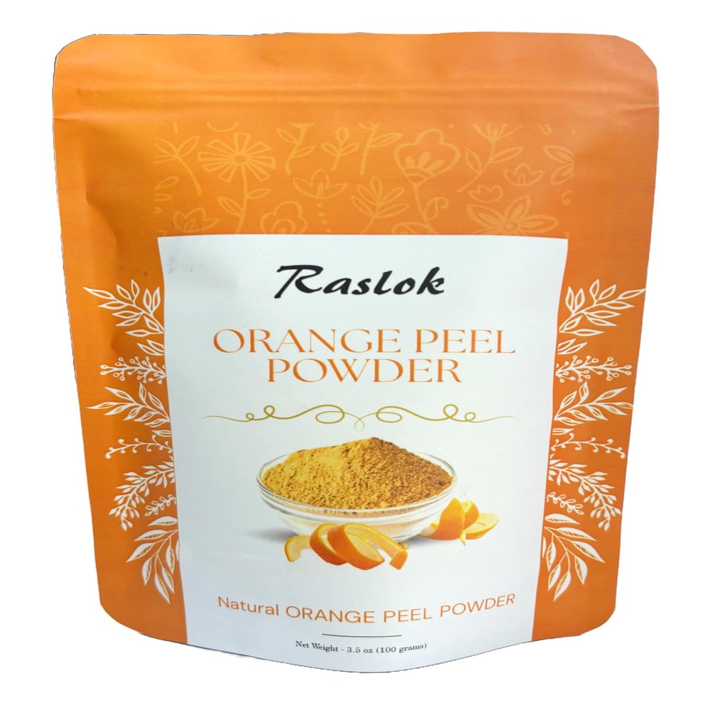 Raslok Pure Orange Peel Powder | Natural Orange Peel (Citrus Aurantium) Powder to be Used in Face Packs (3.52 Oz)