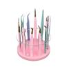 12 Holes Rotatable Acrylic Tweezers Holder, Grafting Eyelash Makeup Tweezer Stand Display Extensions Organizer Individual Training Tools (Pink) view 1
