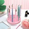 12 Holes Rotatable Acrylic Tweezers Holder, Grafting Eyelash Makeup Tweezer Stand Display Extensions Organizer Individual Training Tools (Pink) view 2