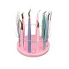 12 Holes Rotatable Acrylic Tweezers Holder, Grafting Eyelash Makeup Tweezer Stand Display Extensions Organizer Individual Training Tools (Pink) view 4