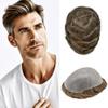 Toupee For Men Hair Replacement System Ultra Thin Skin Mens Toupee Human Hair All V-looped PU 0.06mm Hairpiece For Men Hair Prosthesis Units Patch Wigs #1730 Dark Ash Blonde Mixed 30% Gray view 1