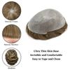 Toupee For Men Hair Replacement System Ultra Thin Skin Mens Toupee Human Hair All V-looped PU 0.06mm Hairpiece For Men Hair Prosthesis Units Patch Wigs #1730 Dark Ash Blonde Mixed 30% Gray view 4