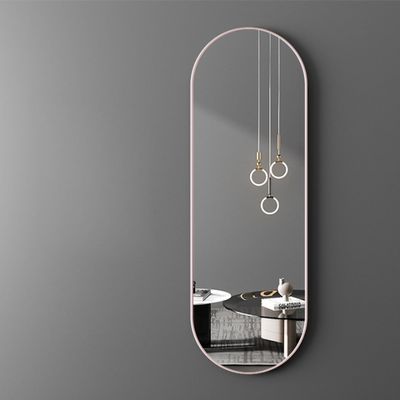 Hanging Makeup Mirror Big Metal Frame Design Oval Body Full Length Mirror Korean Shower (Rose Gold, L)