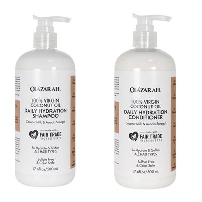 Coconut Daily Hydration Shampoo, 17 fl. oz. & OlaZarah Coconut Oil Conditioner, 17 fl. oz (combination)