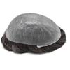 Super Thin Skin Men toupee 0.06mm Men Hair Replacement System V-loop Knots Hair New Hair piece Natural Men Wigs 8"x10"#210 Darkest Brown with 10% gray hair-100% Light to Medium Light Density view 3