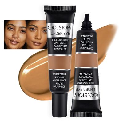 Kaely 2Pcs Under Eye Concealer for Older Women, Color Correcting Full Coverage Concealer for Dark Circles, Puffiness, Redness, Corrector de ojeras, Waterproof Anti Aging, Natural Matte Finish, Dark