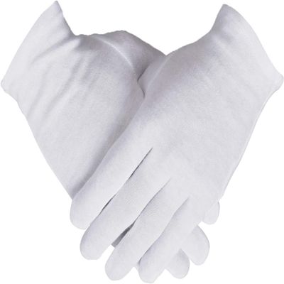 100% Cotton Gloves, 3 Pairs White Cotton Gloves for Women Dry Hands Eczema Serving - Archival Coin Jewelry Inspection Gloves(3 Pairs)