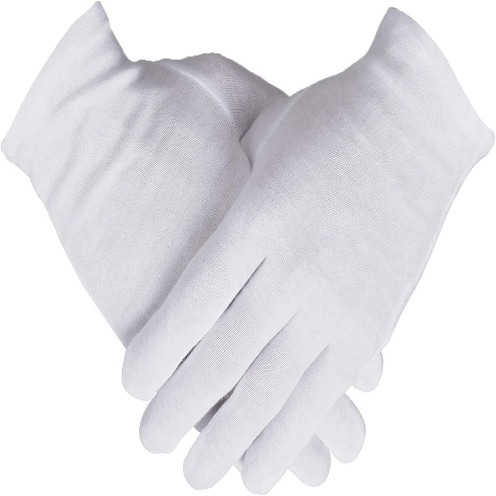 100% Cotton Gloves, 3 Pairs White Cotton Gloves for Women Dry Hands Eczema Serving - Archival Coin Jewelry Inspection Gloves(3 Pairs)