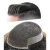 Mens Toupee Hair Replacement System for Men Transparent French Lace Hairpiece Blenched Knot Front Clear Poly Skin PU Human Hair Piece for Men 8"X10" #1B30 Off Black with 30% gray hair -120% density view 1