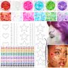 Loikmiup Body Glitter Face Glitter Gel with Face Heart Star Stickers, 6 Colors Festival Makeup Glitter Hair Glitter Gel with Self Adhesive Heart Star Gems 15 Colors Rhinestones Gmes for Hair Face Body view 1