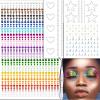 1038 Pcs of Hair Face Gems Rhinestones Pearls Stick on 15 Colors Hearts Star Gems Stickers Self Adhesive Face Hair Jewels, Stick on Rhinestones Pearls Stickers for Hair, Face, Festival Makeup, Crafts view 1