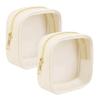 Ebbniur Clear Makeup Bag for Purse 2 Pcs Small Nylon Zipper Pouch Mini Travel Cosmetic Bag Clear Toiletry Bags for Traveling Cute Makeup Organizer for Women (2pcs beige clear) view 1