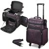 BYOOTIQUE Soft Sided Rolling Makeup Train Case Cosmetic Organizer Crocodile Makeup Case Trolley for Makeup Artist Nail Technician Hairstylist Crafters with Detachable Pouch & Shoulder Strap,Purple view 1