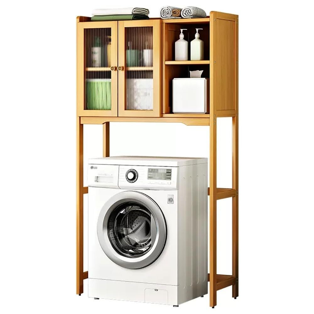 WPPTNSFY Space Saving Furniture Above the Toilet, Organizer on Washing Machine with 2 Shelves, Cabinet Tower on Toilet/Toilet, Bathroom Shelf with Internal Shelf 54/79X25X156CM