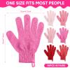 Cuffbow 90 Pcs 45 Pairs Exfoliating Double Sided Bath Gloves with Hanging Loop Colorful Body Shower Gloves for Men Women Beauty Spa Massage Shower Clean Skin Bathing Scrubber Accessories(Pink) view 2