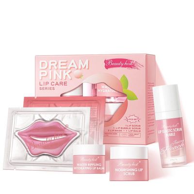 SLT 4-in-1 Lip Care Kit with Hydrating Lip Balm, Lip Scrub, Elastic Scrub Bubble and Overnight Lip Mask for Luscious, Soft & Supple Lips - Overnight Lip Treatment for Dry Chapped Lips, Lip Lines