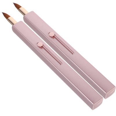 POPETPOP 2 Retractable Lip Brush Set Lipstick Applicator Liner Lip Gloss Brush Travel Size Women's Makeup Tools