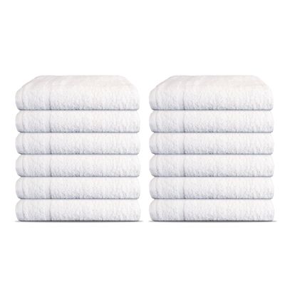 12 Pack Luxury Salon Towels, 100% Ringspun Cotton Comfort, Not Bleach Proof Highly Absorbent Barber Towels (25 x 15) Hair Towel Wrap for Women, Hand, Gym, Beauty, Spa & Home Hair Care  White