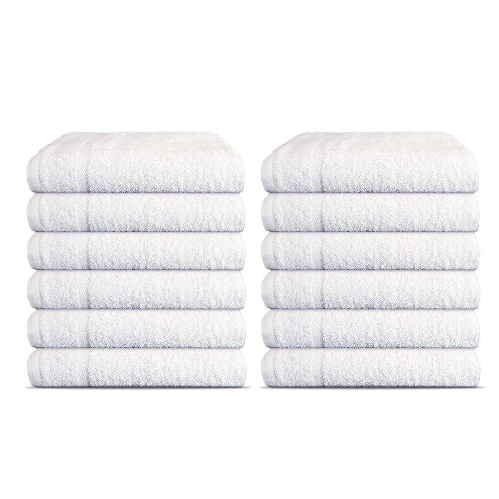 12 Pack Luxury Salon Towels, 100% Ringspun Cotton Comfort, Not Bleach Proof Highly Absorbent Barber Towels (25 x 15) Hair Towel Wrap for Women, Hand, Gym, Beauty, Spa & Home Hair Care  White