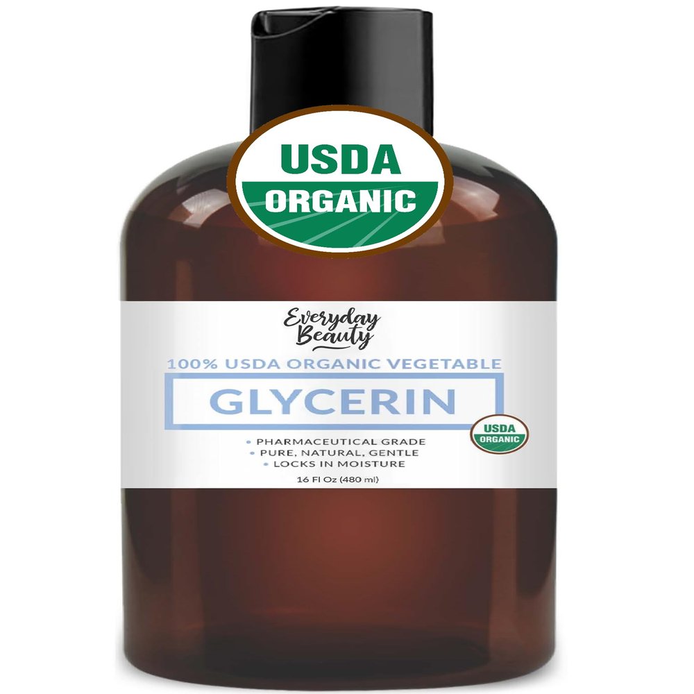 100% Organic Glycerin  USDA Certified - Perfect for DIY Beauty Products, Crafts, and Formulations  Derived From Coconut  Skin and Hair Moisturizer for Deep Hydration  16 Fl Oz  By Everyday Beauty