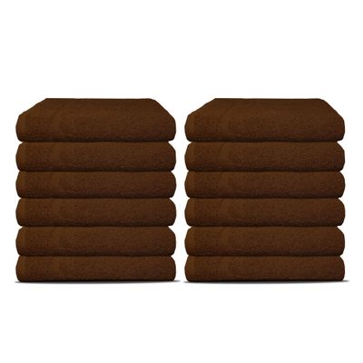 12 Pack Luxury Salon Towels, 100% Ringspun Cotton Comfort, Not Bleach Proof Highly Absorbent Barber Towels (25 x 15) Hair Towel Wrap for Women, Hand, Gym, Beauty, Spa & Home Hair Care  Brown