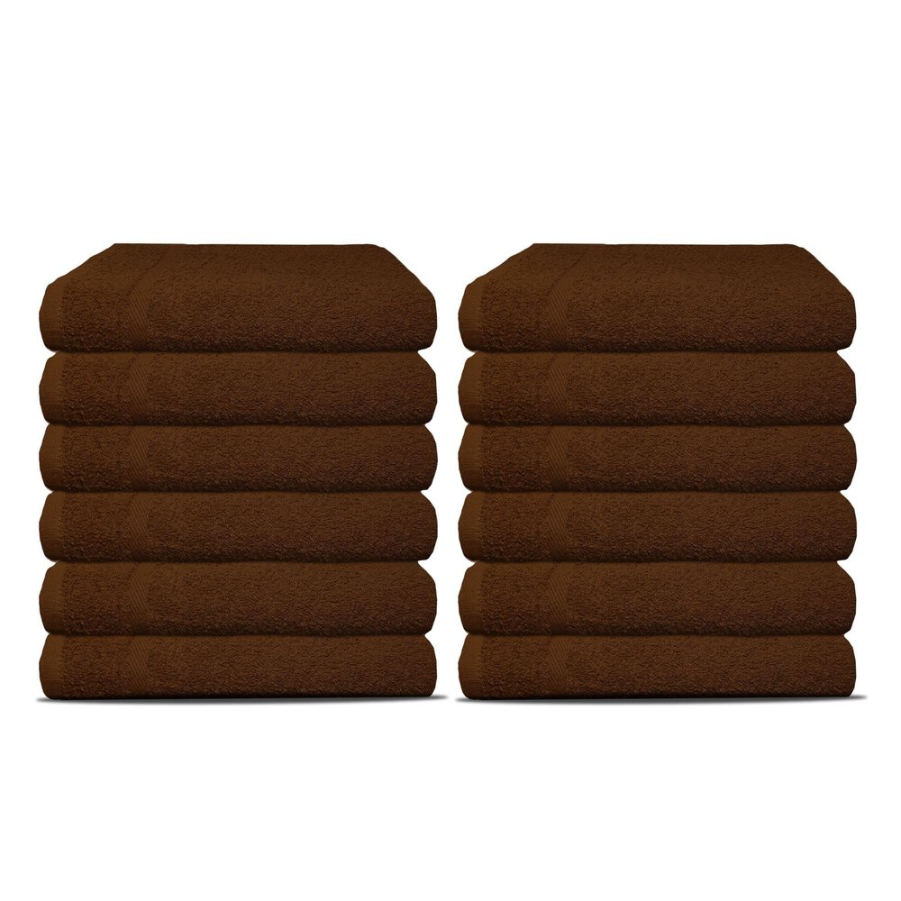 12 Pack Luxury Salon Towels, 100% Ringspun Cotton Comfort, Not Bleach Proof Highly Absorbent Barber Towels (25 x 15) Hair Towel Wrap for Women, Hand, Gym, Beauty, Spa & Home Hair Care  Brown