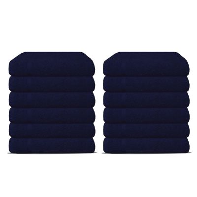 12 Pack Luxury Salon Towels, 100% Ringspun Cotton Comfort, Not Bleach Proof Highly Absorbent Barber Towels (25 x 15) Hair Towel Wrap for Women, Hand, Gym, Beauty, Spa & Home Hair Care  Navy Blue