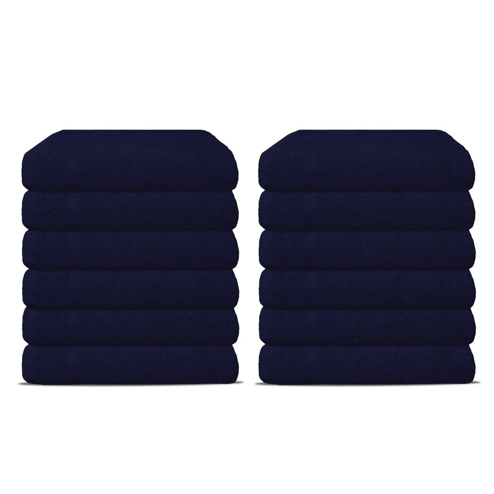 12 Pack Luxury Salon Towels, 100% Ringspun Cotton Comfort, Not Bleach Proof Highly Absorbent Barber Towels (25 x 15) Hair Towel Wrap for Women, Hand, Gym, Beauty, Spa & Home Hair Care  Navy Blue
